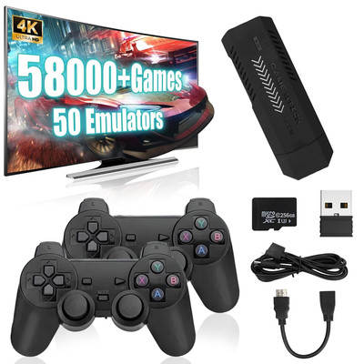 Retro Game Stick 4K HD Video Game Console 256G Built-In 58000 3D Games 50+ Emula
