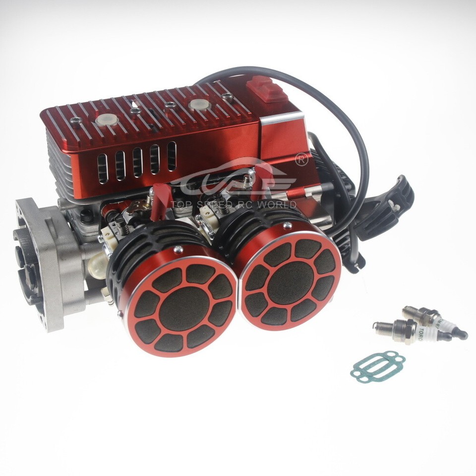 CNC Metal 58CC Two Twin Cylinders Engine Kit For 1/5 HPI RV Baja Losi ...