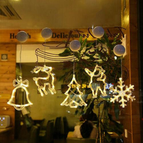 LED Fensterbild 10 LEDs Stern Baum Glocke SAUGNAPF Weihnachten Fensterdeko XMAS - Bild 1 von 18