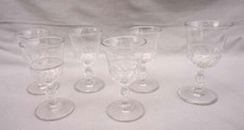 Baccarat St Louis French Cut Crystal 6 Wine Tulip Glasses 1910's