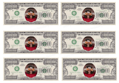 Dollarschein Foto Tortenaufleger Party Deko personalisiert Name essbar 1 Million