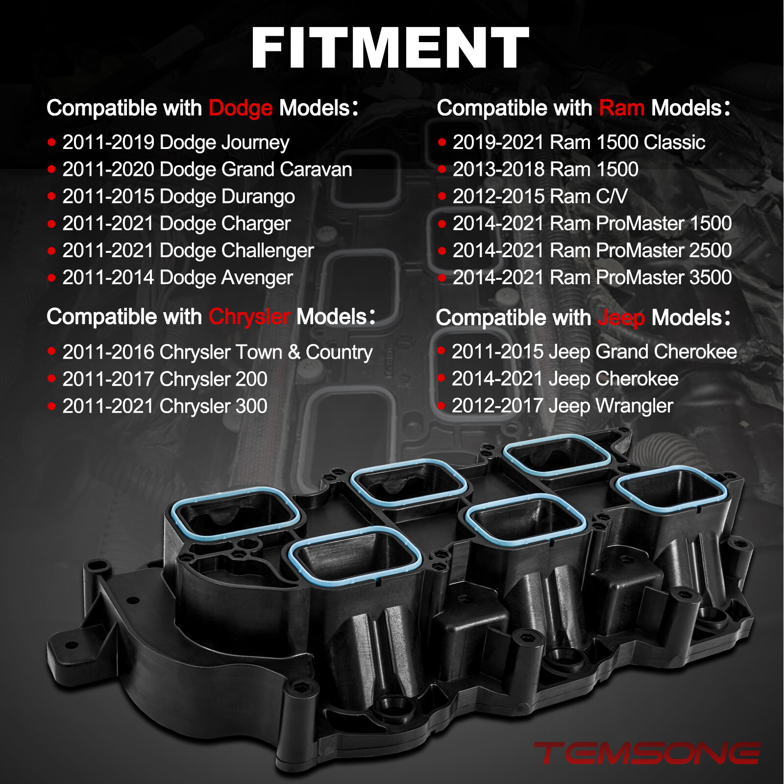 05184199AF Lower Intake Manifold For 20112020 Chrysler Dodge RAM Jeep