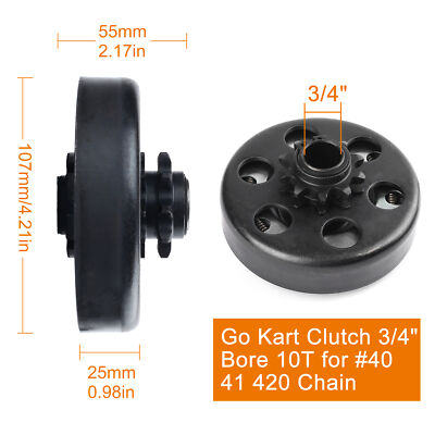 Centrifugal Clutch For Go-Kart & Mini Bike – 3/4" Bore, 12 Tooth #35 Chain, Fits 2-6.5 HP Engines