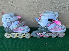 Kuxuan Unisex Kids Gray Light Up Wheels Adjustable Inline Skates Size 10C-13C