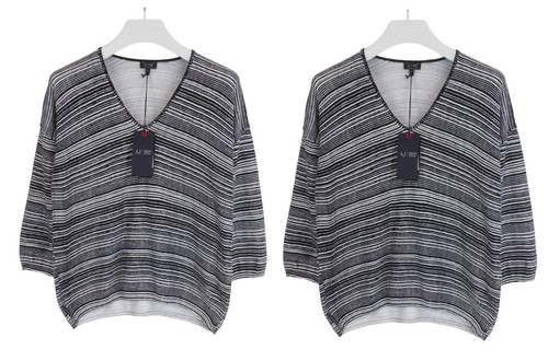 ARMANI JEANS Jumper Women's EU 44 Three Quarter Sleeve Striped Knit 2 Piece