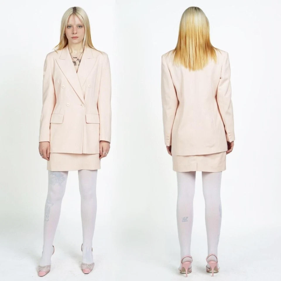 VOTRE NOM Microfibre Pink Mini Skirt Double Breasted Blazer Suit Set XS/S - Image 3 of 3
