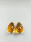 2 Pcs Hydro Citrine Golden Quartz Faceted Tear Drop Briolette Beads Half Drilled