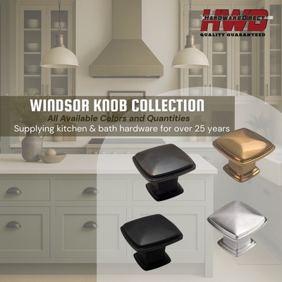 Square Knob *Windsor Collection* Kitchen Bath Cabinet Hardware Handle Pull