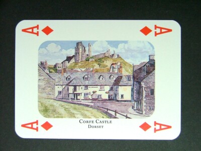 1 x Spielkarte Maler M C Smith Corfe Castle Dorset Ace of Diamonds