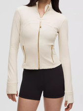 LULULEMON DEFINE JACKET CROPPED NULU IVORY/GOLD/GOLD 0-2 4 6 8 10-12 NWT