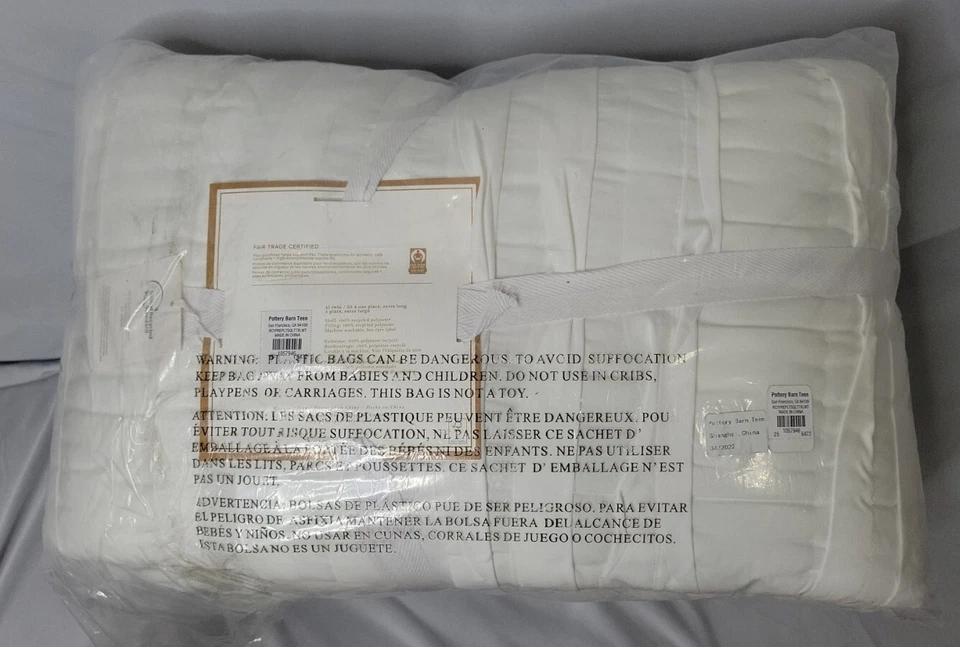 Pottery Barn Teen Pretty Pleats Recycled Microfiber Quilt XL Twin  White  NEW    - Image 2 of 4