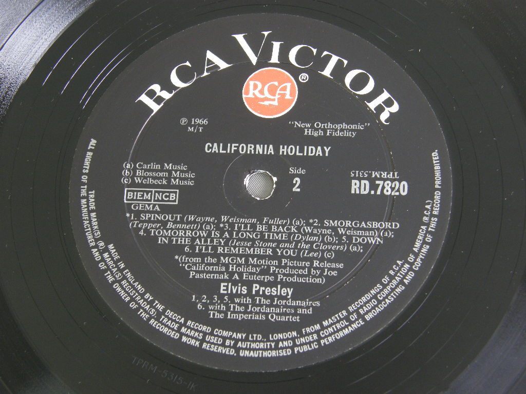 ELVIS PRESLEY/CALIFORNIA HOLIDAY / MONO UK RD-7820 | eBay