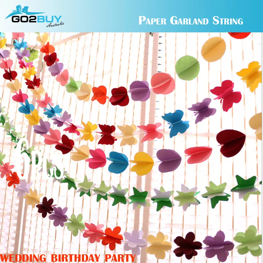 Colorful Paper Garland Heart String Wedding Birthday Party Hanging