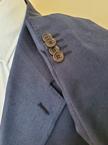 E. Thomas Natuzzi Navy Blue Blazer Sz 44R. Made In Italy. - Picture 4 of 12