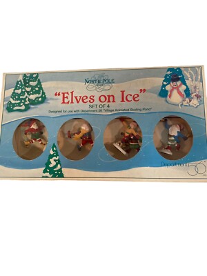 Department 56 North Pole Series Elves On Ice #52298 Set Of 4