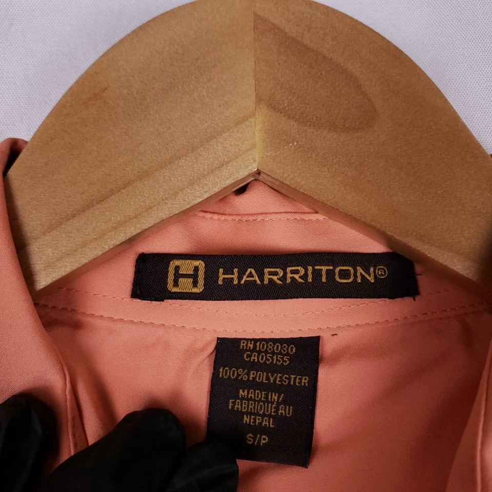 Harriton Button-Up Shirt Men’s Small Orange Lightweight Office Wear Minimalist - Image 3 of 4