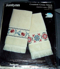 Janlynn Counted Cross Stitch KIT  Country Floral Towels  Set of 2  11" x 18"
