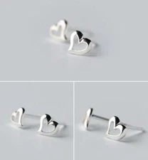 925 Sterling Silver 5mm plain Tiny Heart post stud earrings gift K29A