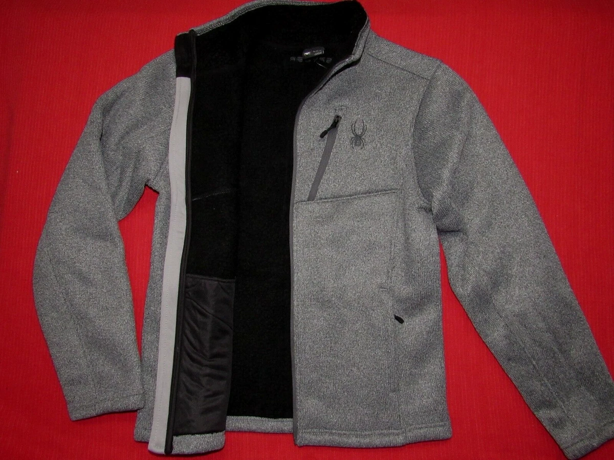 Spyder Mens size Small Gray Fleece Sherpa Lined Zip Waffle Knit Jacket  Chest 40 | eBay