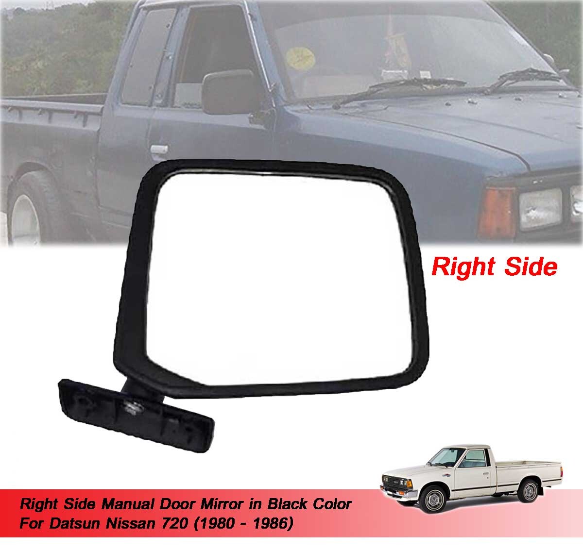 Right Black Side View Mirror For Datsun Nissan 720 1980 1982 1983