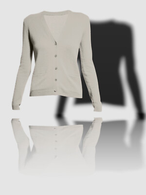 $275 Neiman Marcus Women's Ivory Cashmere Button Cardigan Sweater Size M