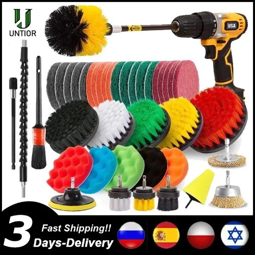 Electric Drill Scrubber Brush Set Car Polisher Kitchen Toilet Cleaning Kit Tools