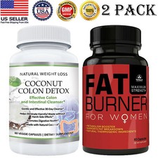 Coconut Colon Detox Fat Burn Capsules Women Fat Burner Weight Loss Supplements