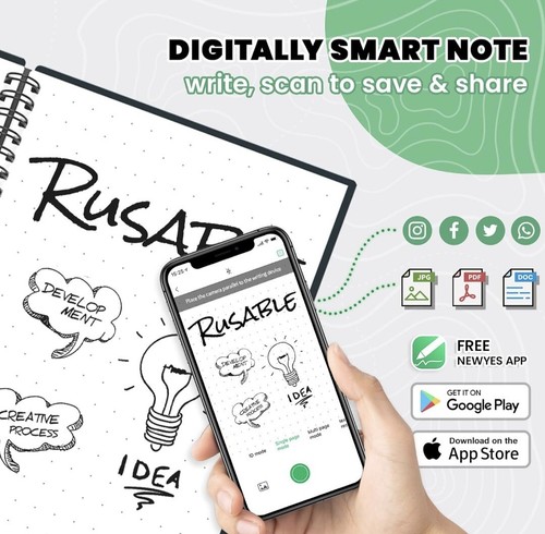 Reusable Smart Notebook Digital Notepad Lined Dotted Erasable Pen Modern - Picture 4 of 9
