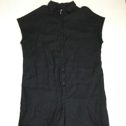 NWT MARINA LEIGHT Atelier Black 100% Linen Button One Piece Jumpsuit Womens sz 2 - Picture 5 of 16