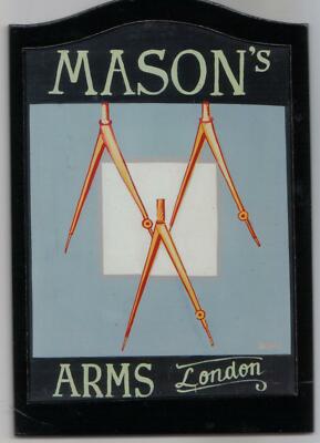 MASONS ARMS 10 Zoll Holzbrett Mini Kneipe Schild 25cm Freimaurer Masonic Bar
