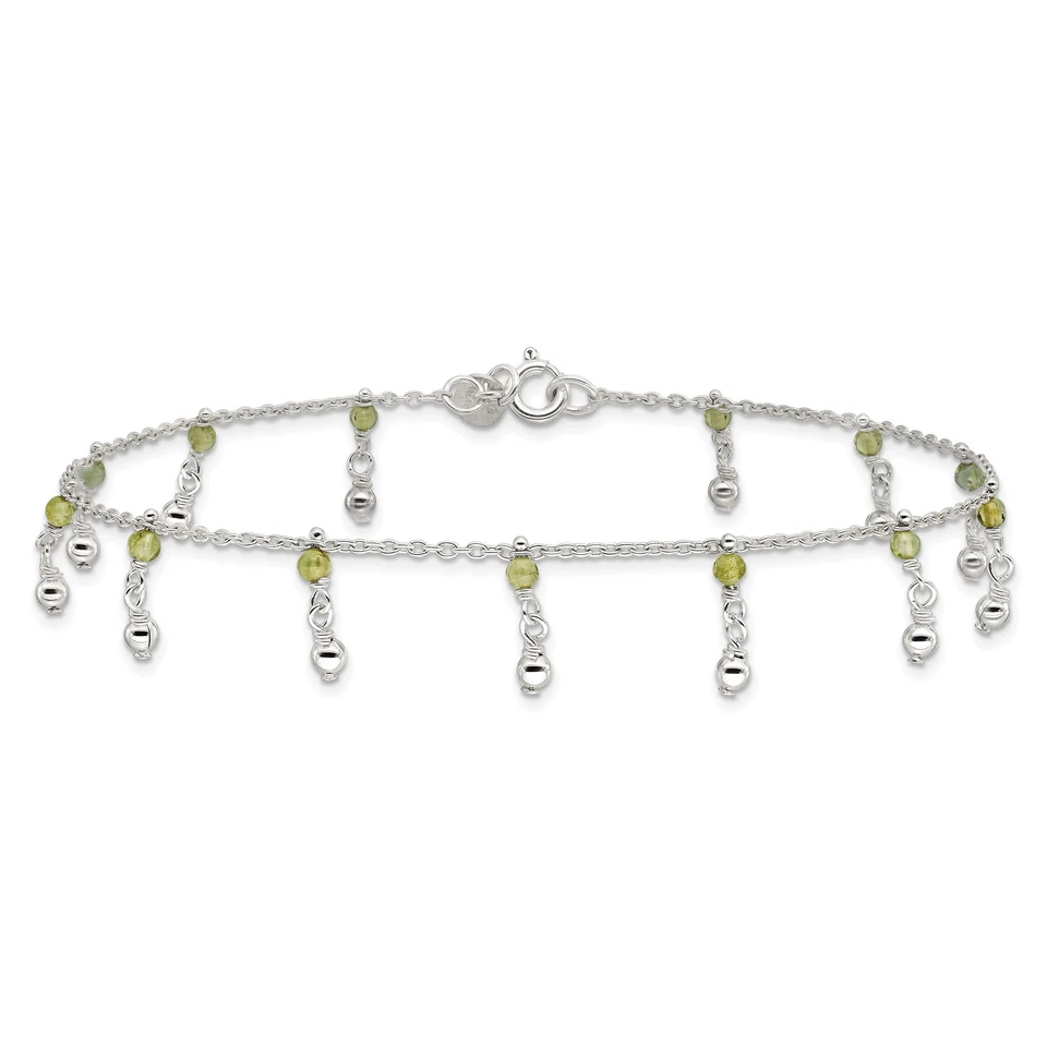 Silver Peridot Beads Anklet QG1398 - Image 4 of 4