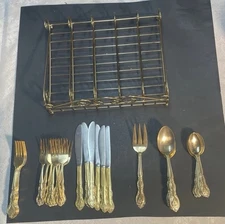 gold plated stainless steel  39 Piece Set  Gold Plated Missing 2 Teas X 2 Tabspn