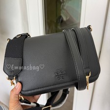 Tory Burch Thea Flap Crossbody 170477 Black 475 Pebbled leather