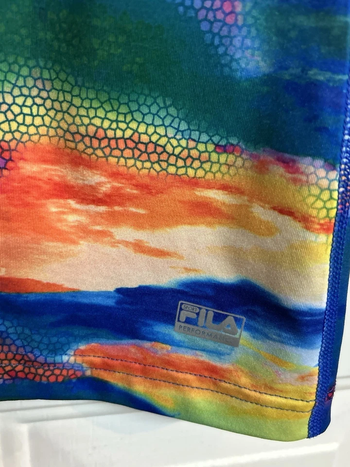 Camiseta sin mangas Fila talla M tie dye mosaico deportiva para mujer espalda deportiva rendimiento SKU C15 Foto 3 de 4