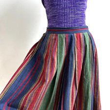 Vintage 1970s Matti Sport by Bert Geiger Preppy India Cotton Stripe Skirt sz 10