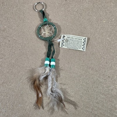 Authentic Navajo Dream Catcher Key Chain Handcrafted Green 1.5'' Diameter