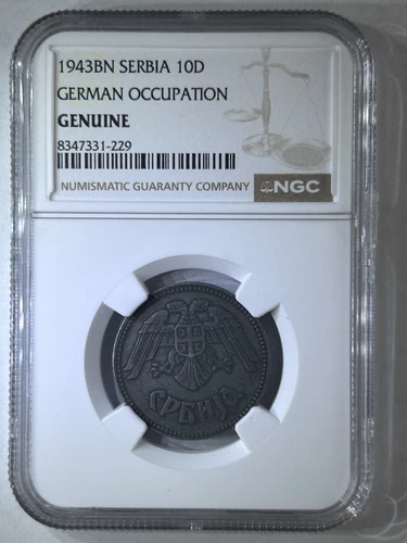 1943BN Serbia 10D German Occupation  NGC Genuine