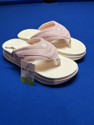 ONCAI Women's Orthopedic Cushion Flip Flops Recovery Size 11 Pink/White NWT