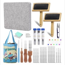 Needle Felting Kit with Tools  Pad, 34 Needles, 2 Wool Carders, Storage Bag