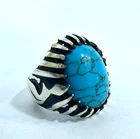 925 Sterling Silver Natural Royal Turquoise Ring - Size 8.25 US - 12g