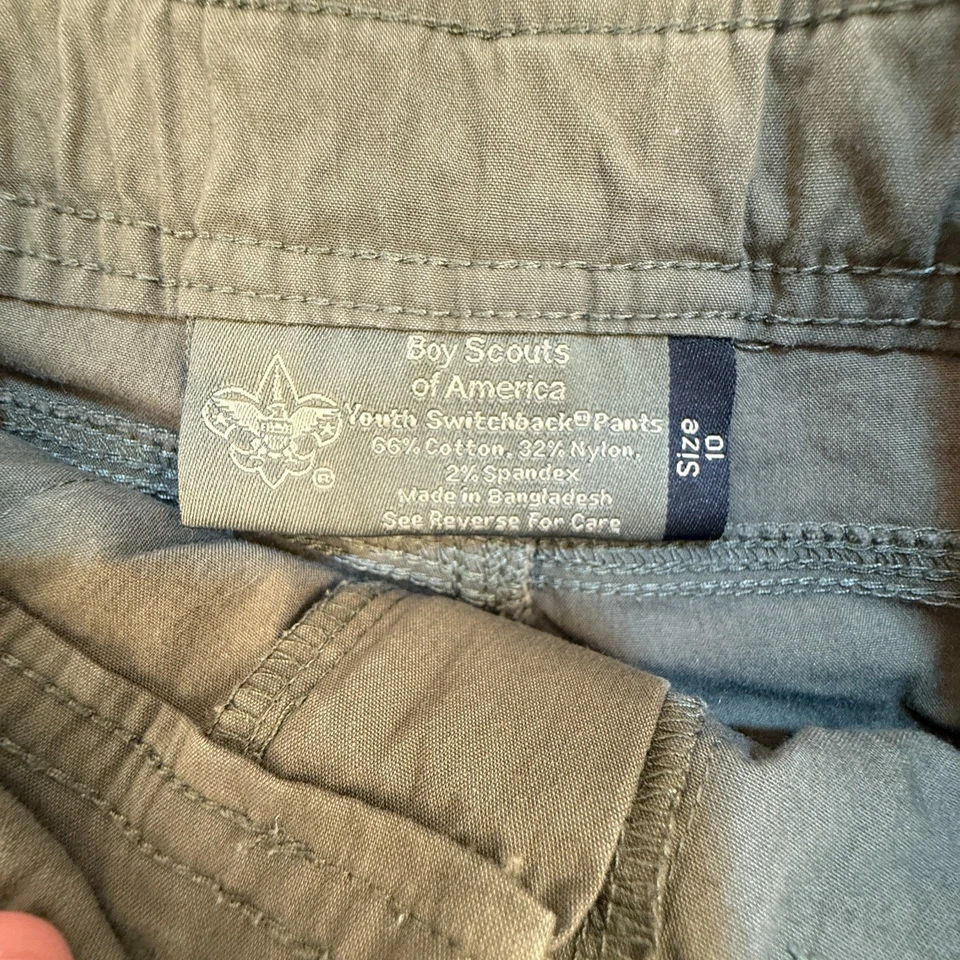 Pantalones Cortos Carga Boy Scouts Juveniles Talla 10 Verde Algodón Nylon Spandex Foto 3 de 4