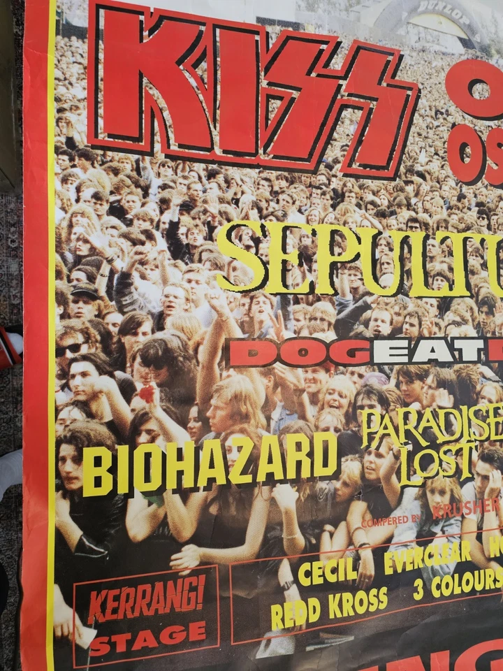 ENORME PÓSTER DE METRO DE GIRA 40x60" ~ Monsters of Rock 1996 KISS, OZZY, Sepultura Foto 3 de 4