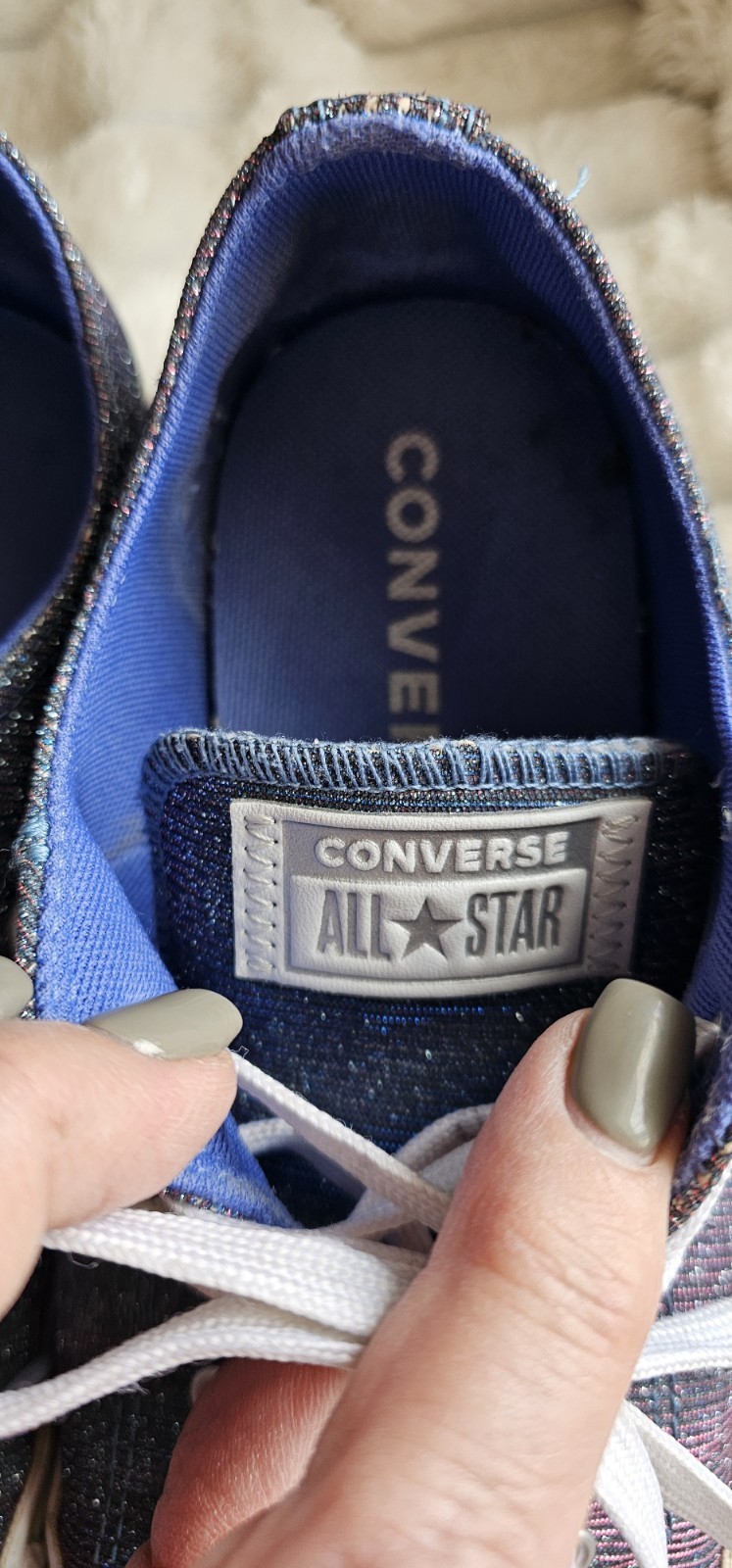 Converse All Star Women's Size 10M Blue Glitter Low Top Sneakers thumbnail 4