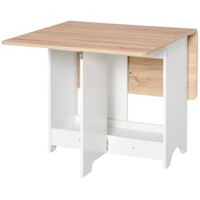 Foldable Dining Table Drop-Leaf Folding Desk Side Console With Storage Shelf For
