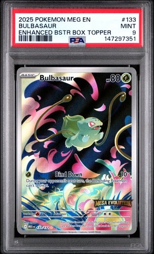 2025 POKEMON MEG EN-MEGA EVOLUTION ENHANCED BOOSTER BOX TOPPER BULBASAUR PSA 9