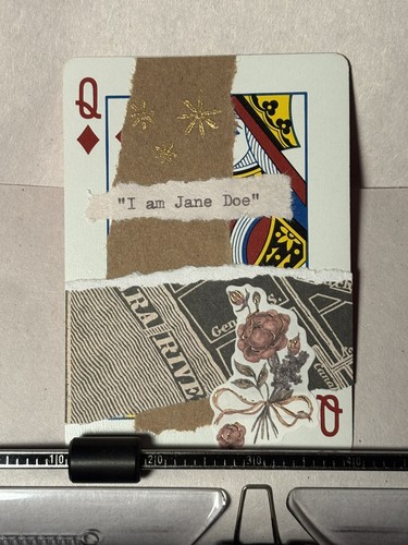ACEO Original I AM JANE DOE 7/14 typewriter art micro collage by MazerZine 