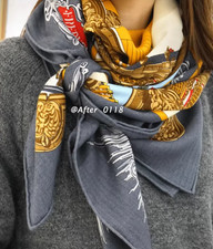 70 cashmere 30 silk Orange violin double side printed square Wrap shawl 51''