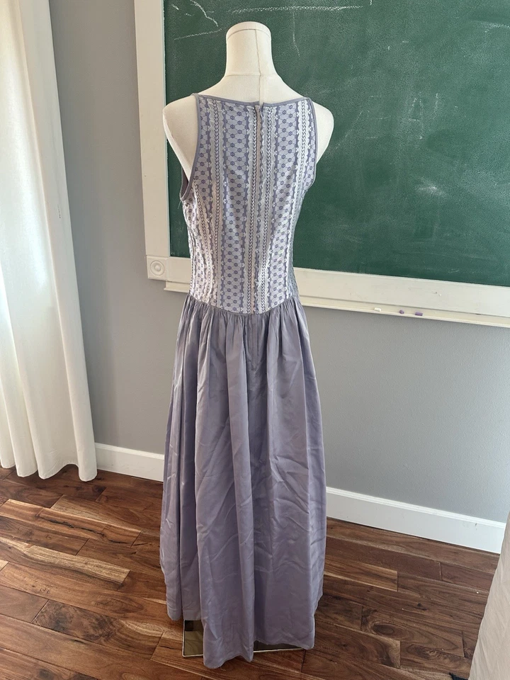 Vestido JESSICA MCCLINTOCK GUNNE SAX Vintage Millennium Tamanho 7 FEITO NOS EUA FORMATURA - Imagem 3 de 4