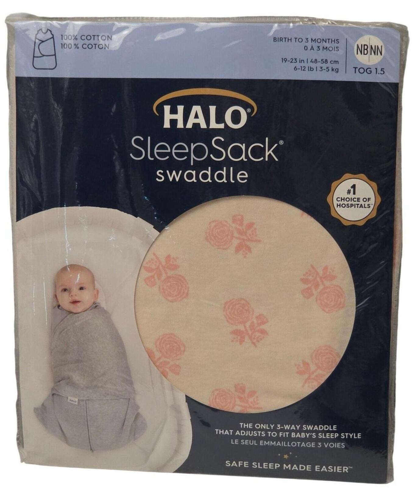 Halo SleepSack Swaddle Baby Sleep Sack 0-3 Months 100%Cotton