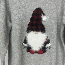 Cupcakes and Cashmere Women's Gnome Christmas Sweater Gray Size Large READ